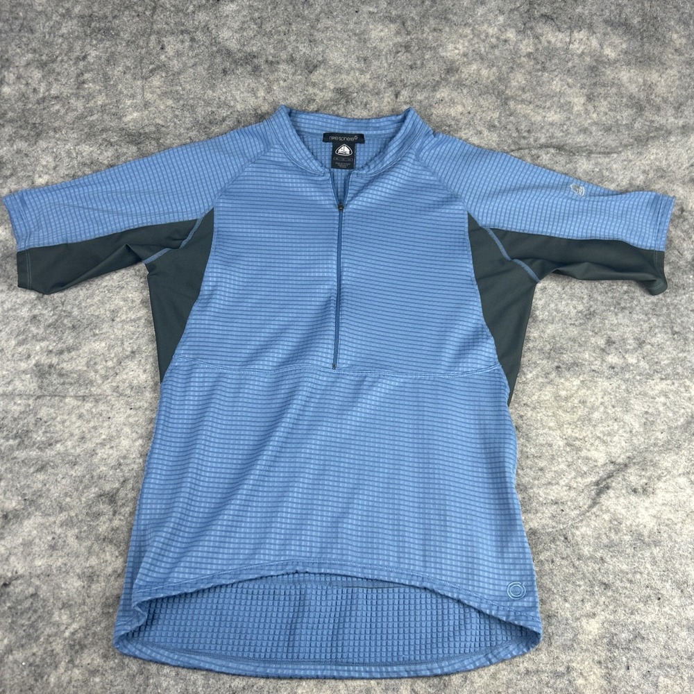 NIKE SPHERE ACG Short Sleeve Shirt Womens XL Blue 1/2 Zip Waffle Jacket Hi-Low